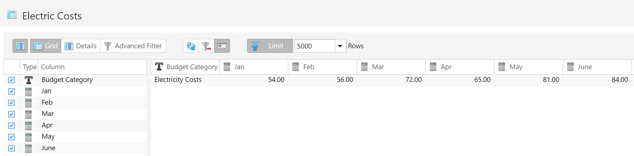 Table Melt Input